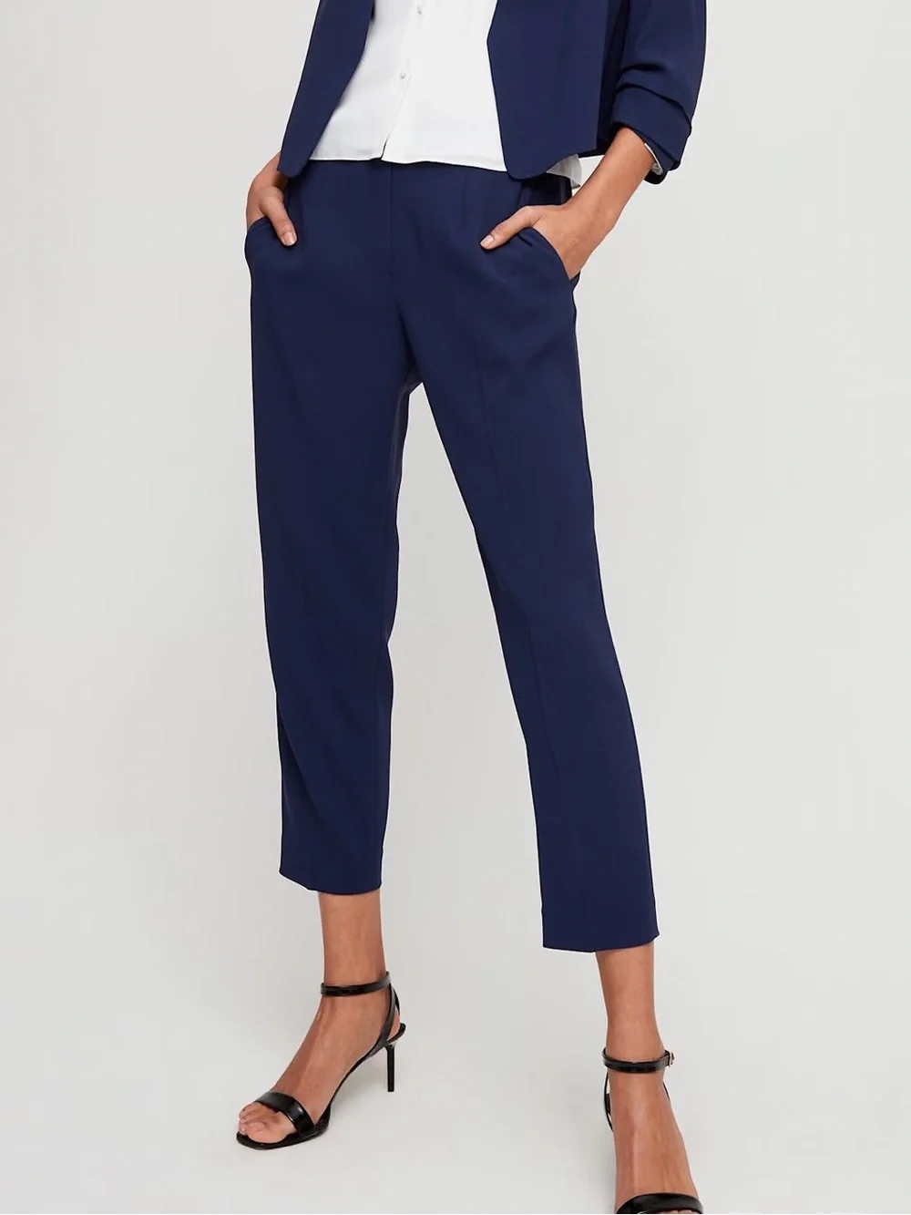 Aritzia Babaton Conan Pant Linen Blend Classic Navy Blue 0 Workwear Business